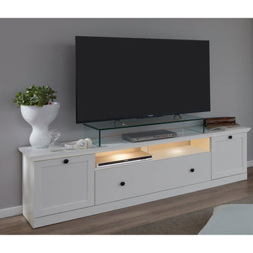 Cheshire 2 Door 1 Drawer Large White Country Style TV Stand - FurniComp