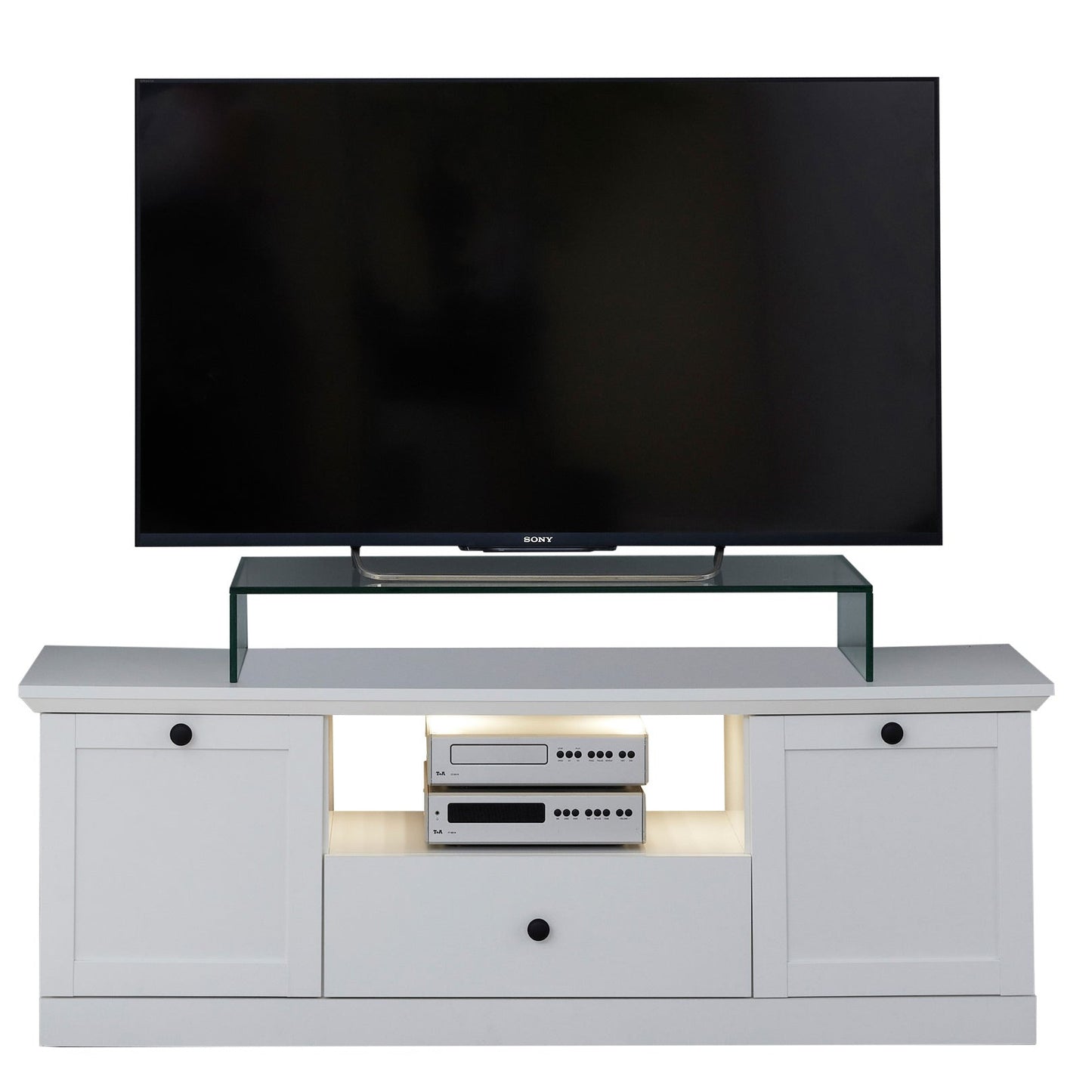 Cheshire 2 Door 1 Drawer Small White Country Style TV Stand - FurniComp