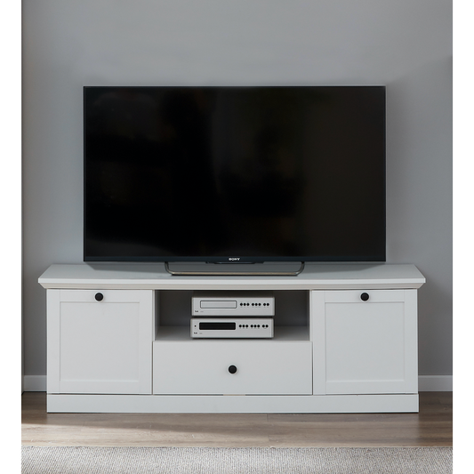 Cheshire 2 Door 1 Drawer Small White Country Style TV Stand - FurniComp