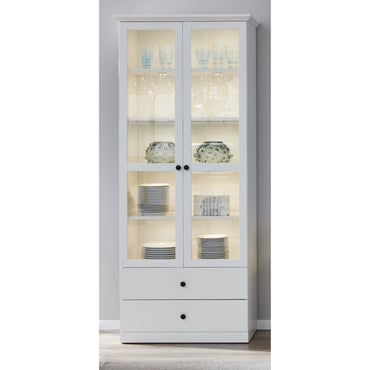 Cheshire 2 Door 2 Drawer White Country Style Glass Display Cabinet - FurniComp