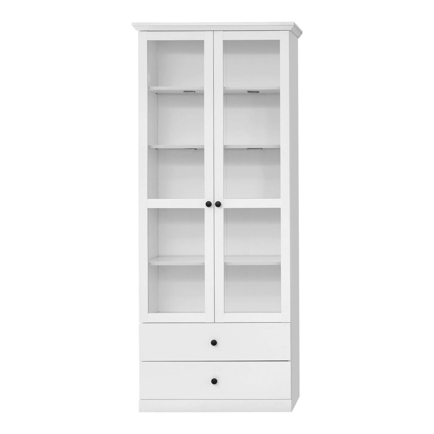 Cheshire 2 Door 2 Drawer White Country Style Glass Display Cabinet - FurniComp