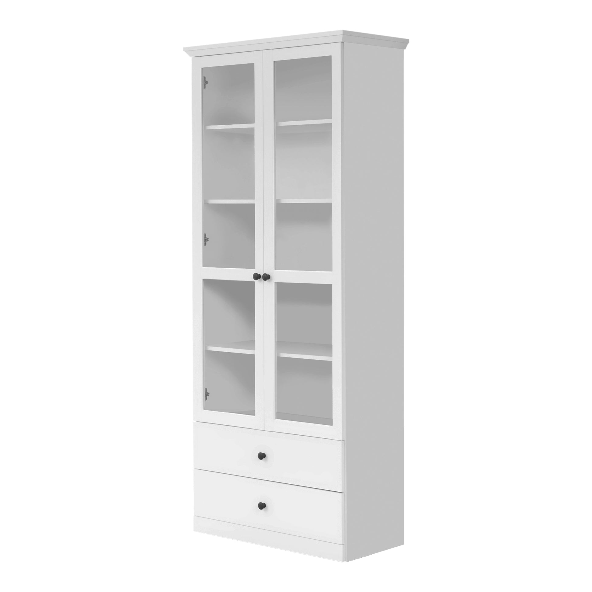 Cheshire 2 Door 2 Drawer White Country Style Glass Display Cabinet - FurniComp