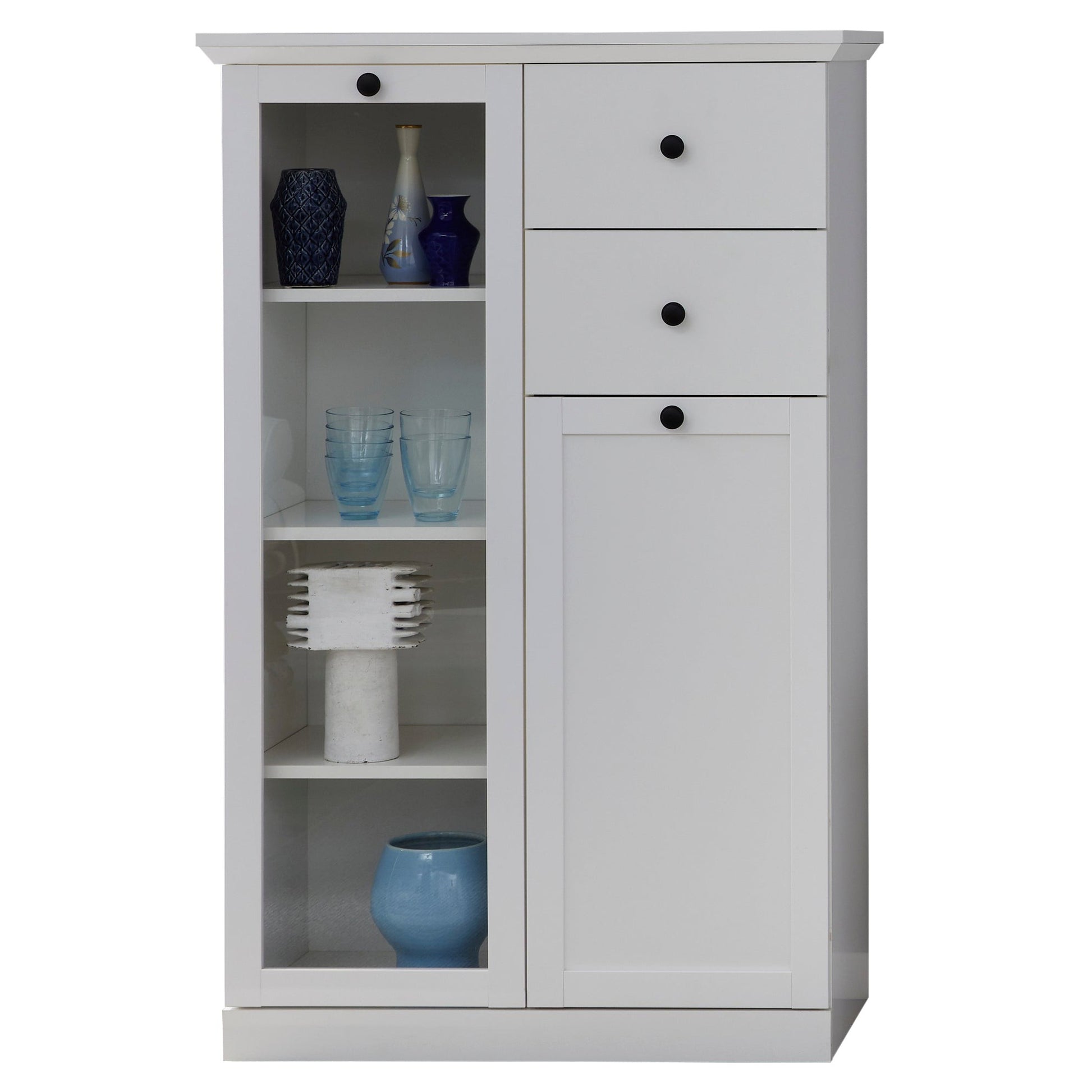 Cheshire 2 Door 2 Drawer White Country Style Low Display Cabinet - FurniComp