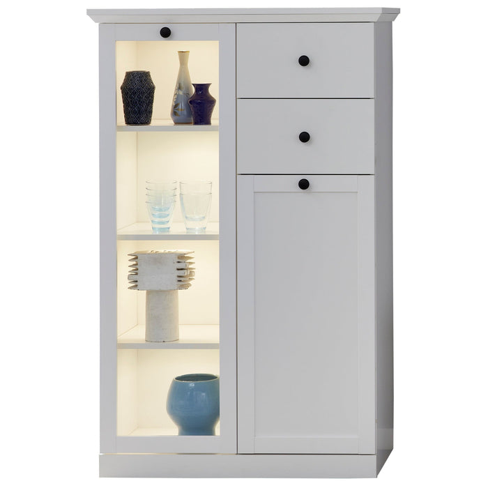 Cheshire 2 Door 2 Drawer White Country Style Low Display Cabinet - FurniComp
