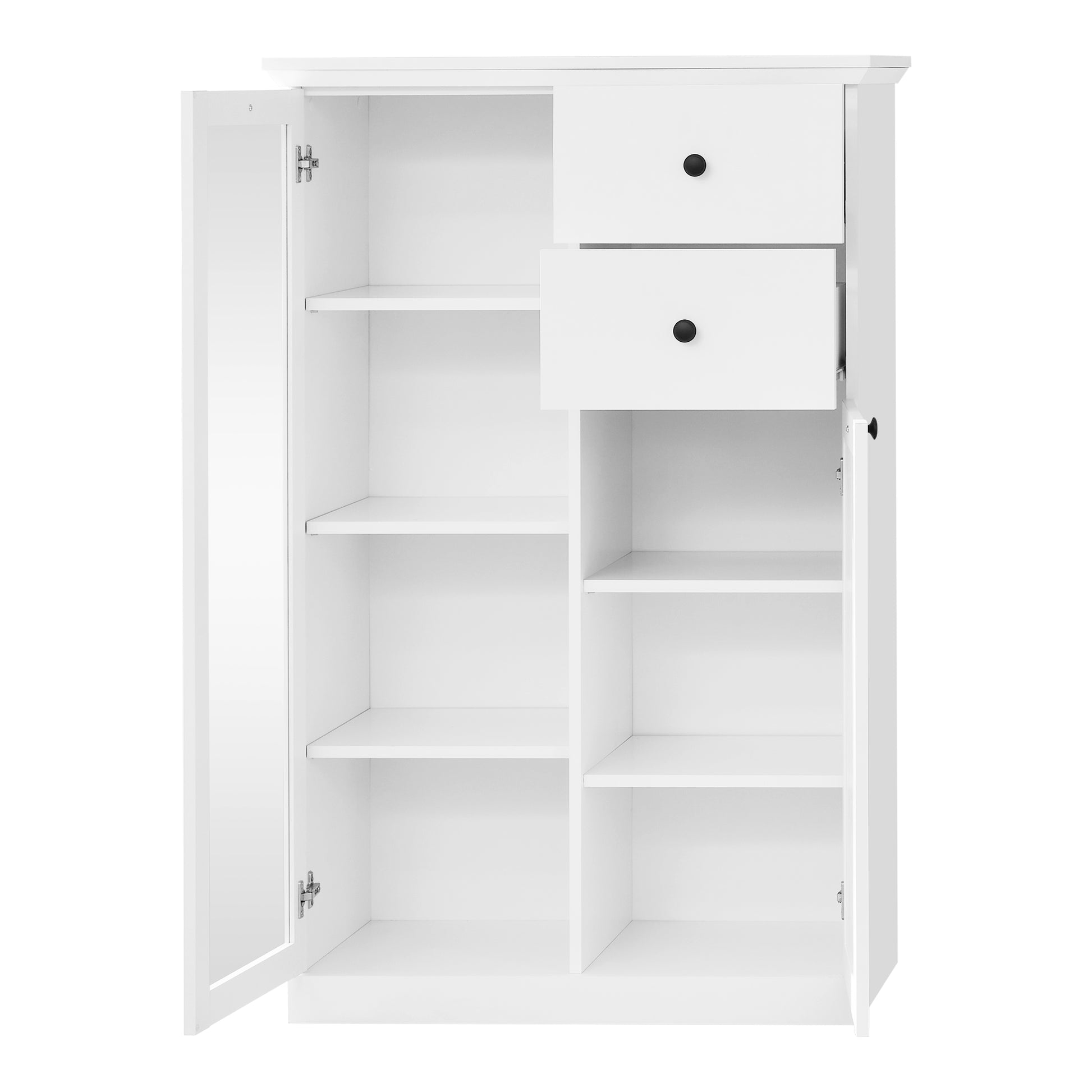 Cheshire 2 Door 2 Drawer White Country Style Low Display Cabinet - FurniComp