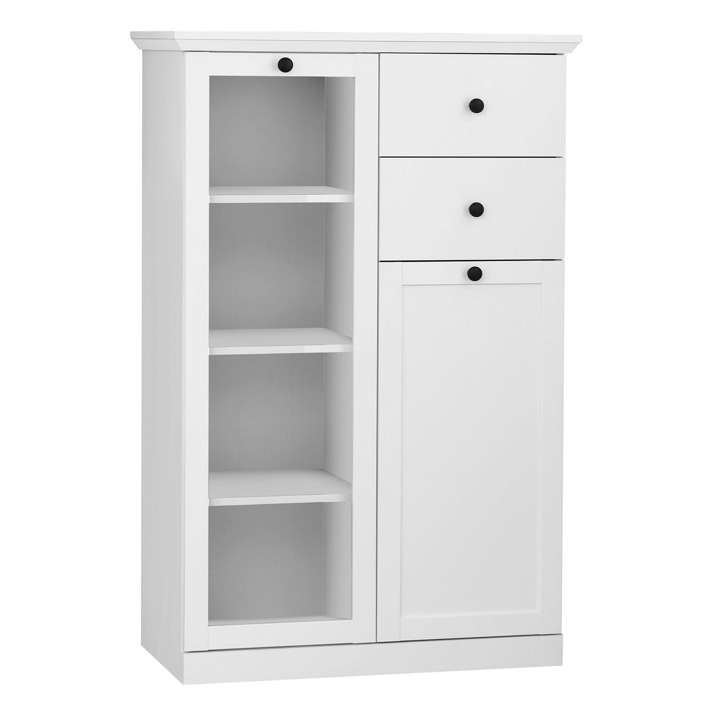 Cheshire 2 Door 2 Drawer White Country Style Low Display Cabinet - FurniComp