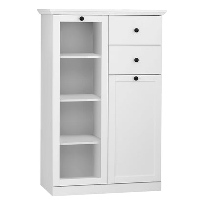 Cheshire 2 Door 2 Drawer White Country Style Low Display Cabinet - FurniComp