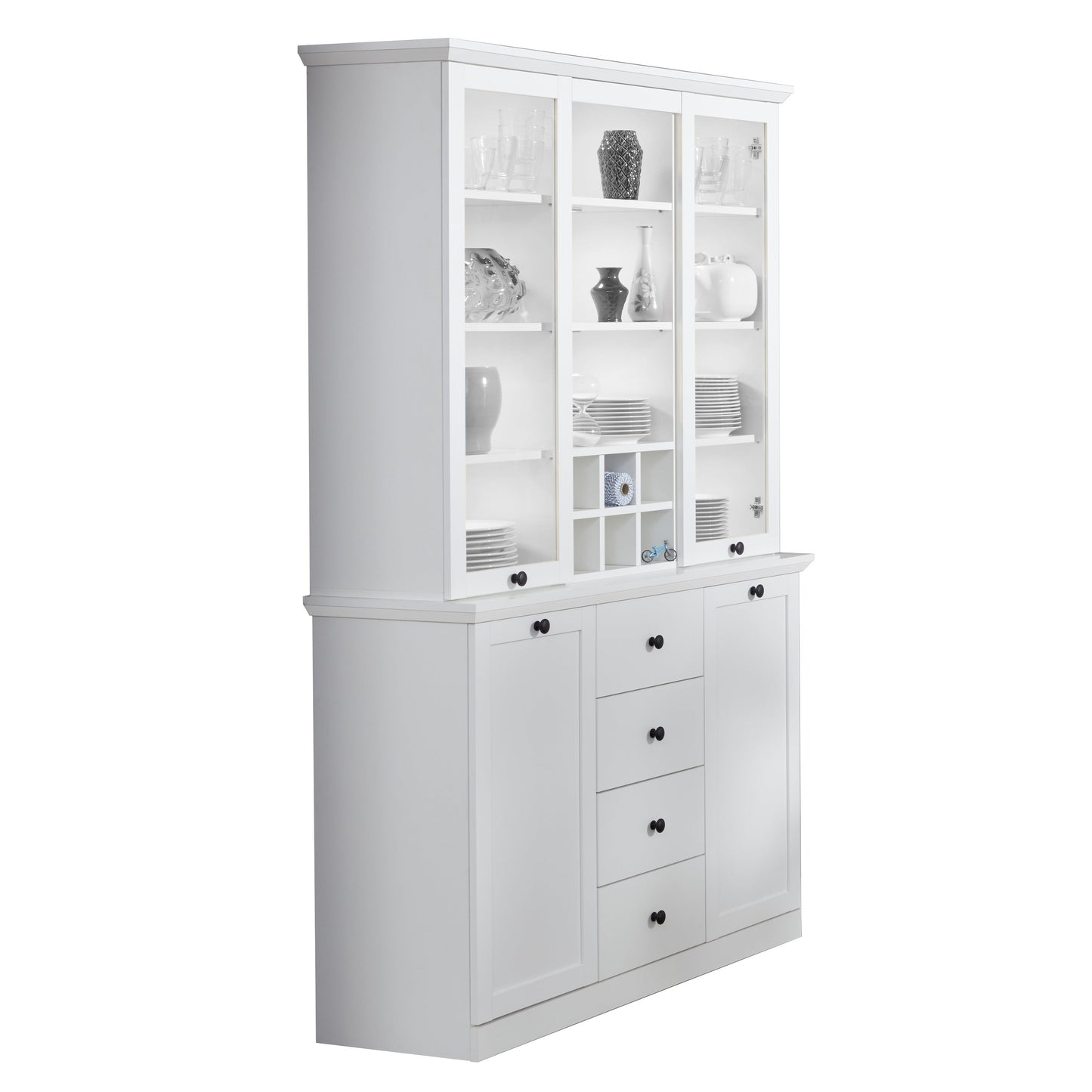 Cheshire 4 Door 4 Drawer White Country Style Large Display Cabinet - FurniComp