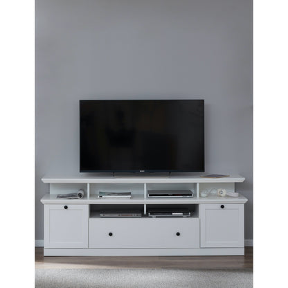 Cheshire Country Style Large White TV Stand With Lifted Shelf - FurniComp