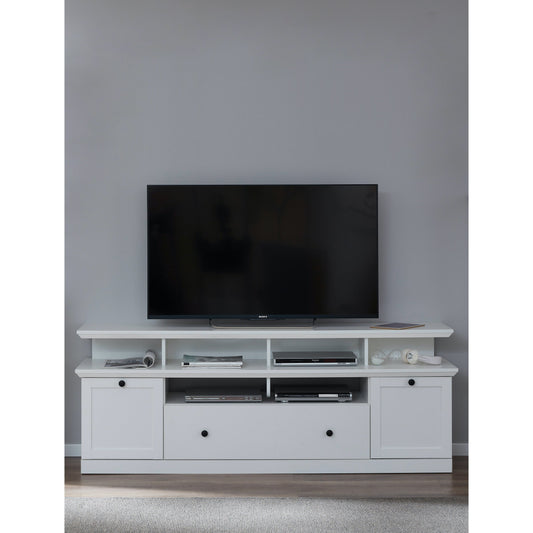 Cheshire Country Style Large White TV Stand With Lifted Shelf - FurniComp