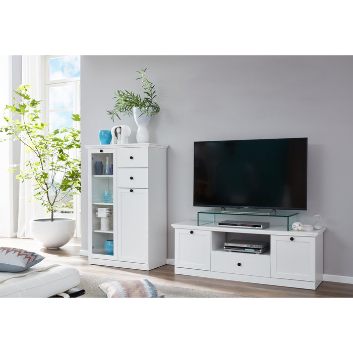Cheshire 2 Door 1 Drawer Small White Country Style TV Stand - FurniComp