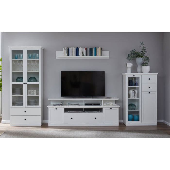 Cheshire Country Style Large White TV Stand With Lifted Shelf - FurniComp