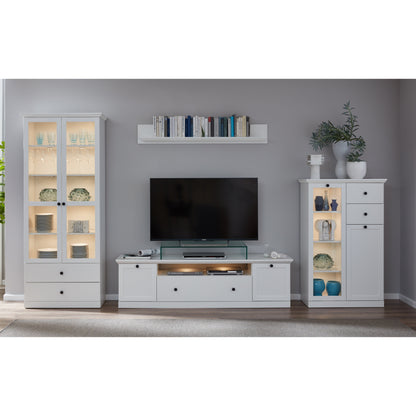 Cheshire Country Style Large White TV Stand With Lifted Shelf - FurniComp