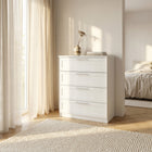 Denver 4 Drawer White Panelled Chest of Drawer - FurniComp