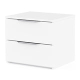 Chicago 2 Drawer Bedside Table - Matt White - FurniComp