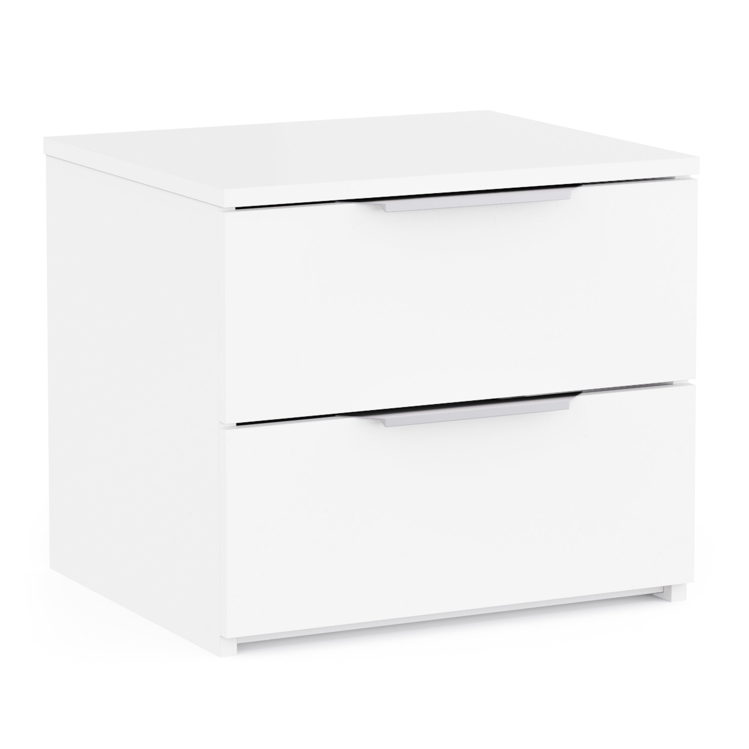Chicago 2 Drawer Bedside Table - Matt White - FurniComp