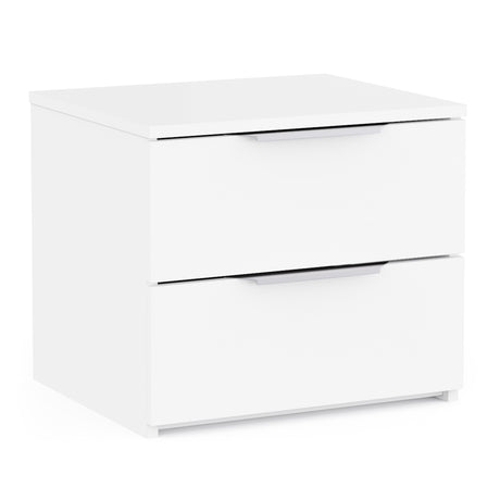Chicago 2 Drawer Bedside Table - Matt White - FurniComp