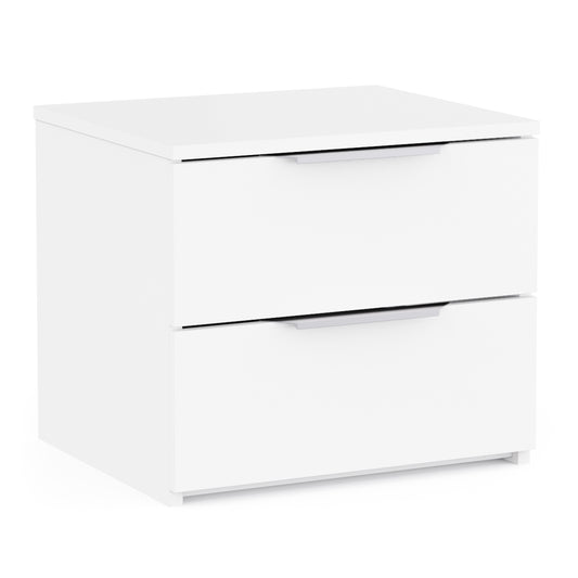 Chicago 2 Drawer Bedside Table - Matt White - FurniComp