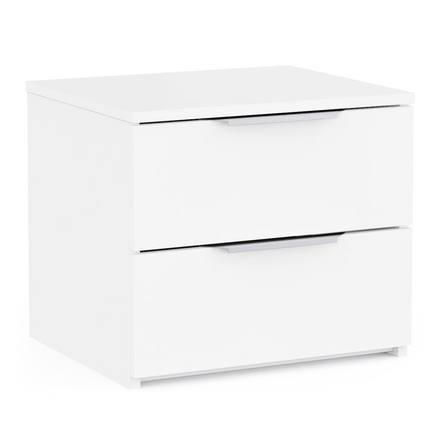 Chicago 2 Drawer Bedside Table - Matt White - FurniComp