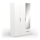 Chicago 3 Door 2 Drawer Matt White 120cm Mirrored Triple Wardrobe - FurniComp