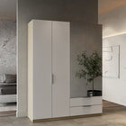 Chicago 4 Door 2 Drawer 160cm Matt White & Oak Effect Mirrored Wardrobe - FurniComp