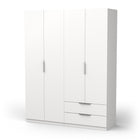 Chicago 4 Door 2 Drawer Space Saving 160cm Matt White Wardrobe - FurniComp