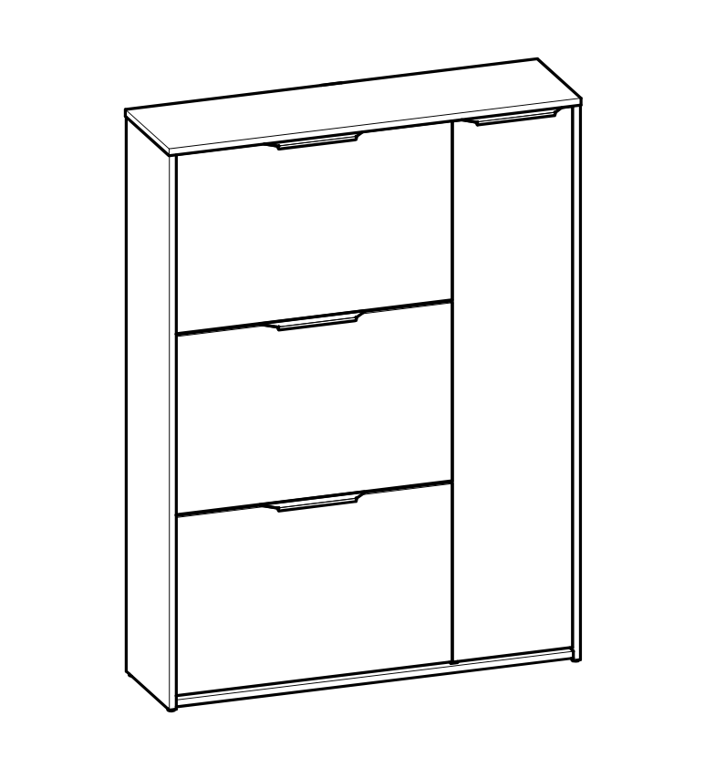 Chicago 4 Door 90cm Shoe Cabinet -Kronberg Oak - FurniComp