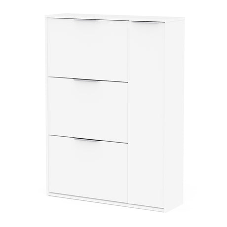 Chicago 4 Door 90cm Shoe Cabinet - Matt White - FurniComp