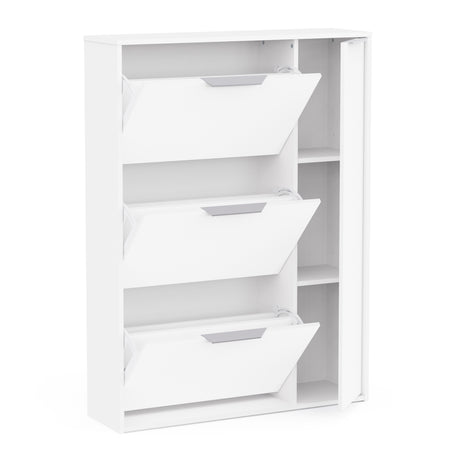Chicago 4 Door 90cm Shoe Cabinet - Matt White - FurniComp