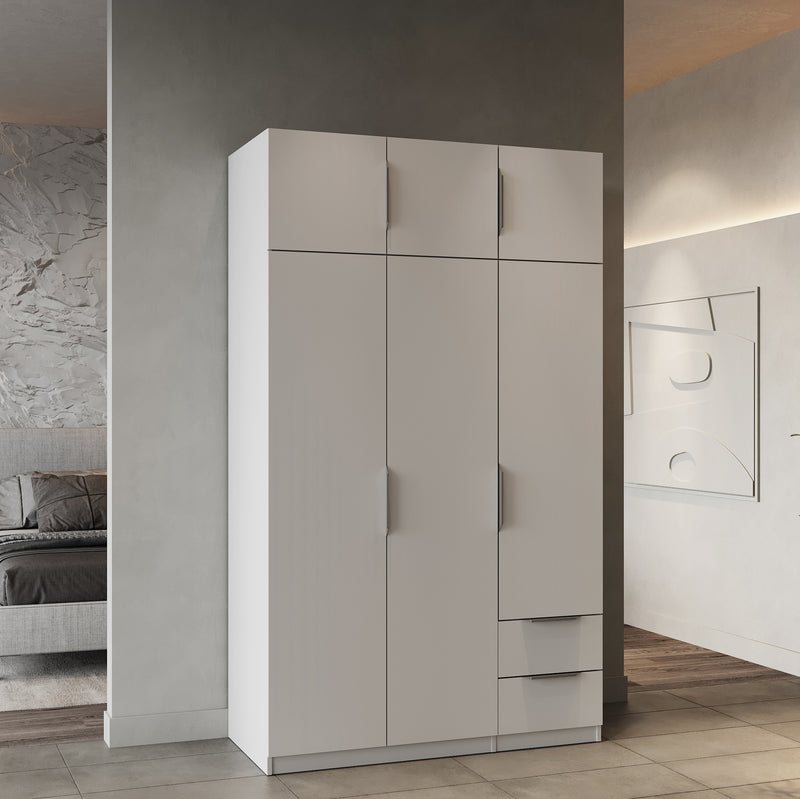Chicago 6 Door 2 Drawer 120cm Matt White Space Saving Wardrobe