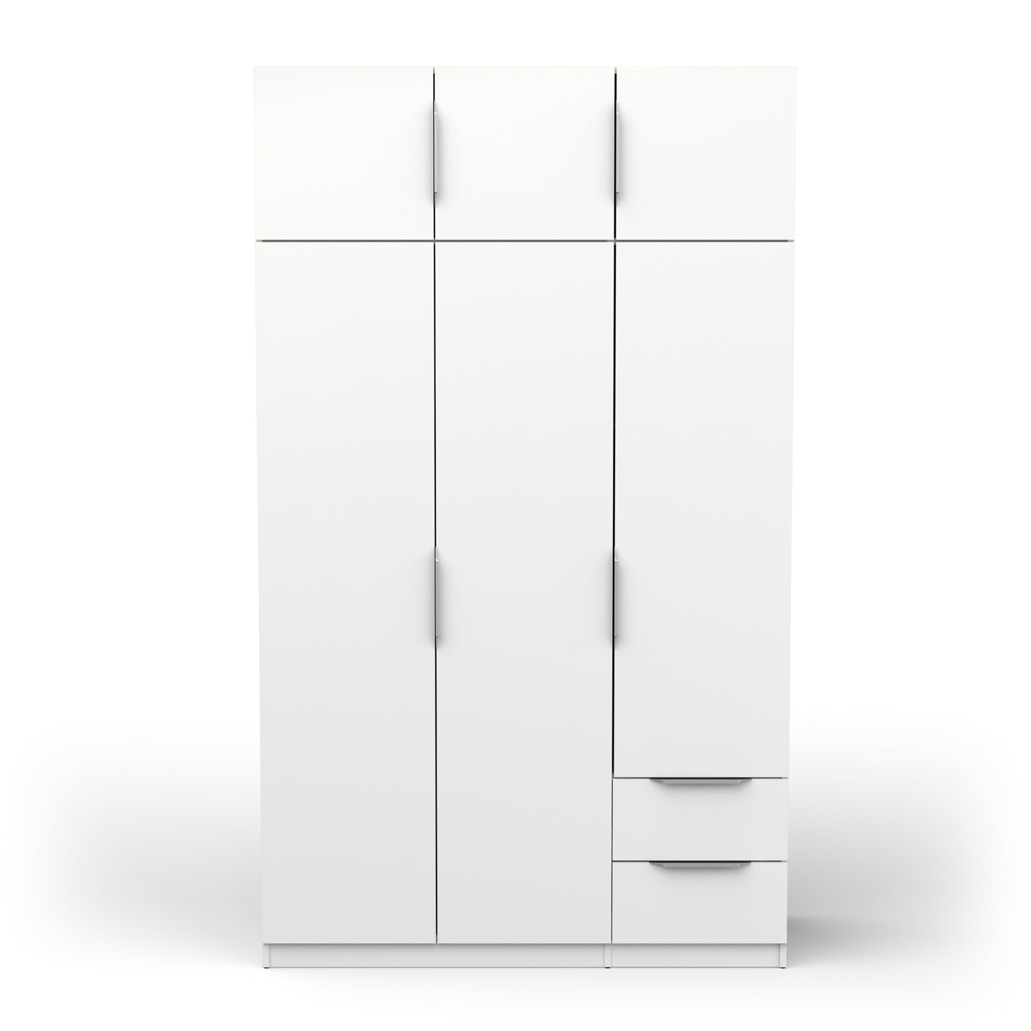 Chicago 6 Door 2 Drawer 120cm Matt White Space Saving Wardrobe - FurniComp