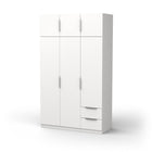 Chicago 6 Door 2 Drawer 120cm Matt White Space Saving Wardrobe - FurniComp