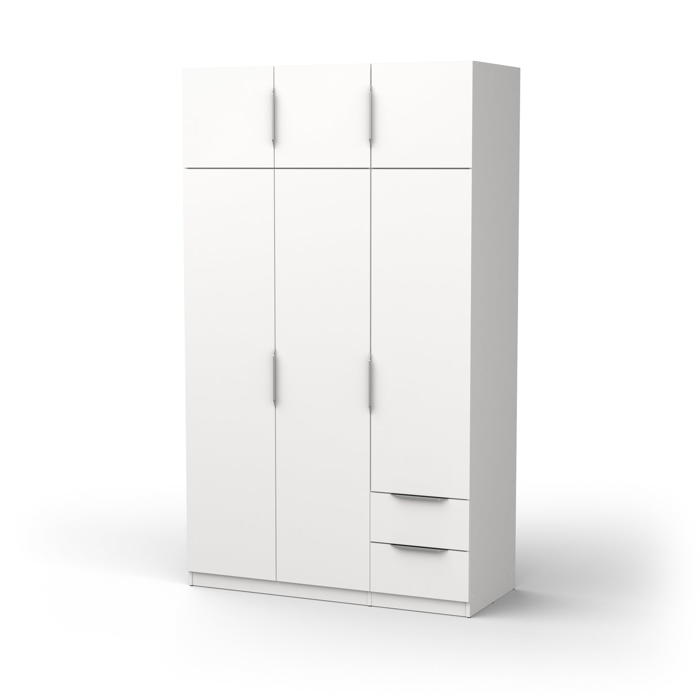 Chicago 6 Door 2 Drawer 120cm Matt White Space Saving Wardrobe - FurniComp