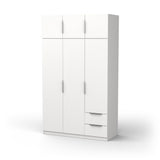 Chicago 6 Door 2 Drawer 120cm Matt White Space Saving Wardrobe - FurniComp