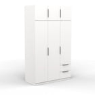 Chicago 6 Door 2 Drawer 120cm Matt White Space Saving Wardrobe - FurniComp