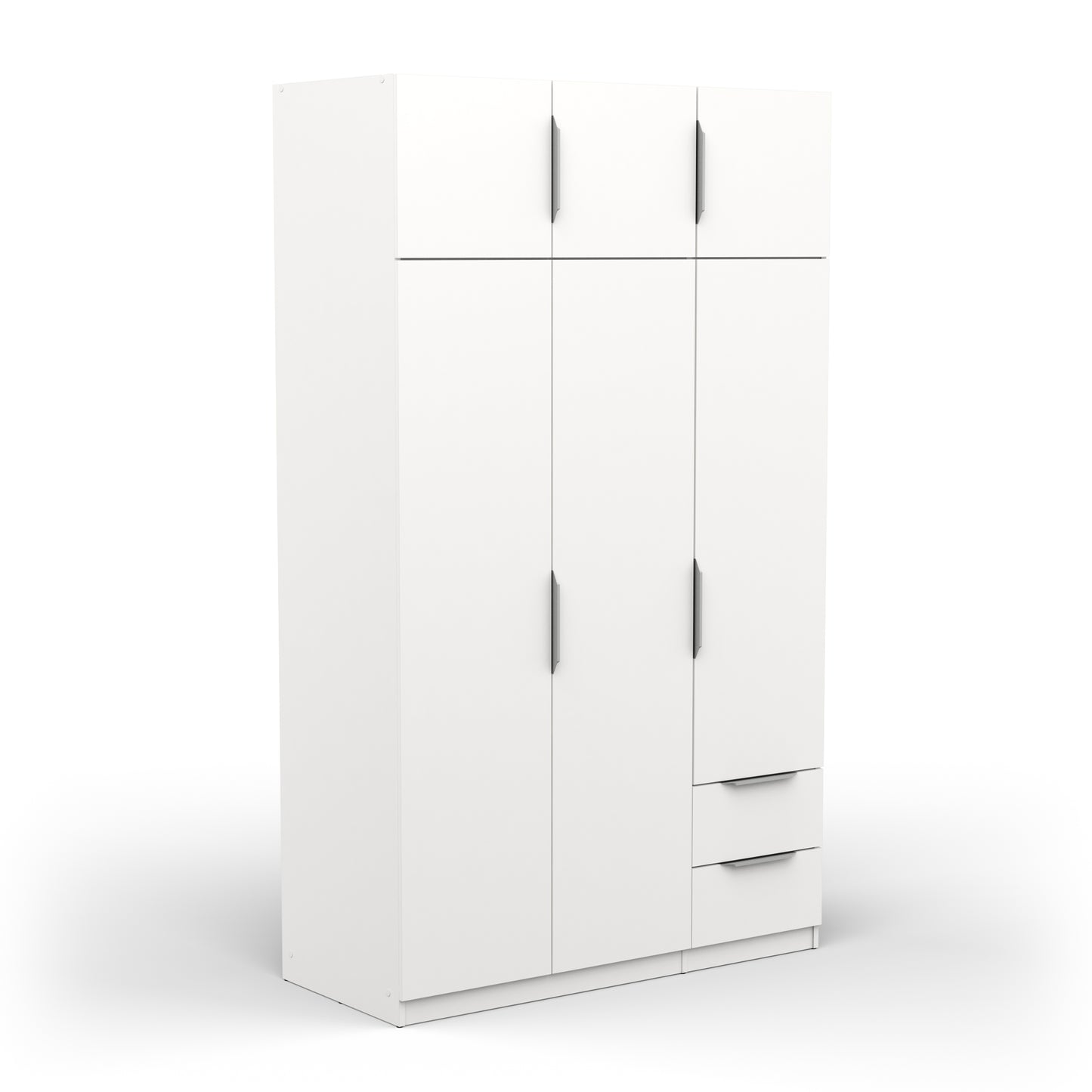 Chicago 6 Door 2 Drawer 120cm Matt White Space Saving Wardrobe - FurniComp