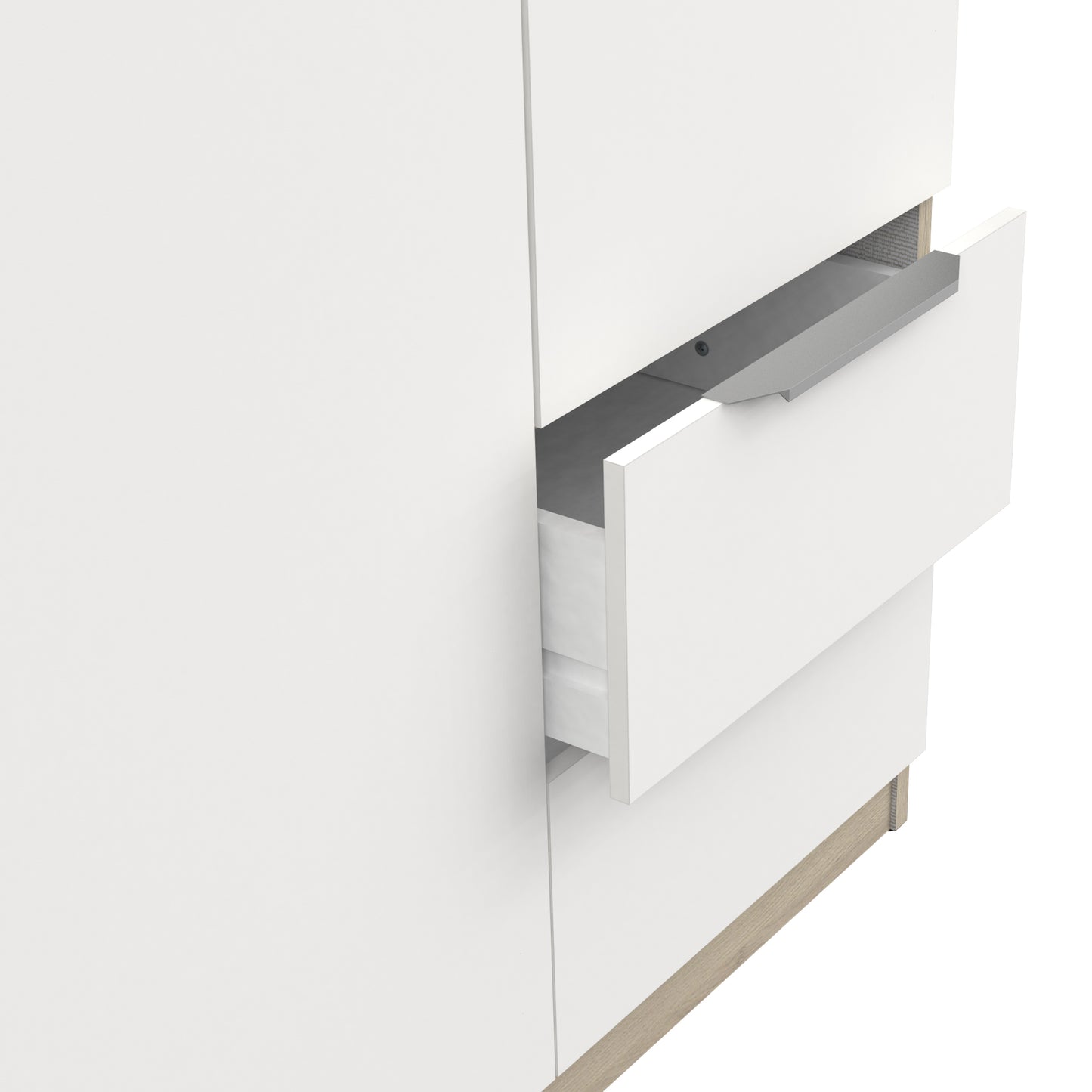 Chicago 6 Door 2 Drawer 120cm Matt White & Oak Effect Space Saving Wardrobe - FurniComp