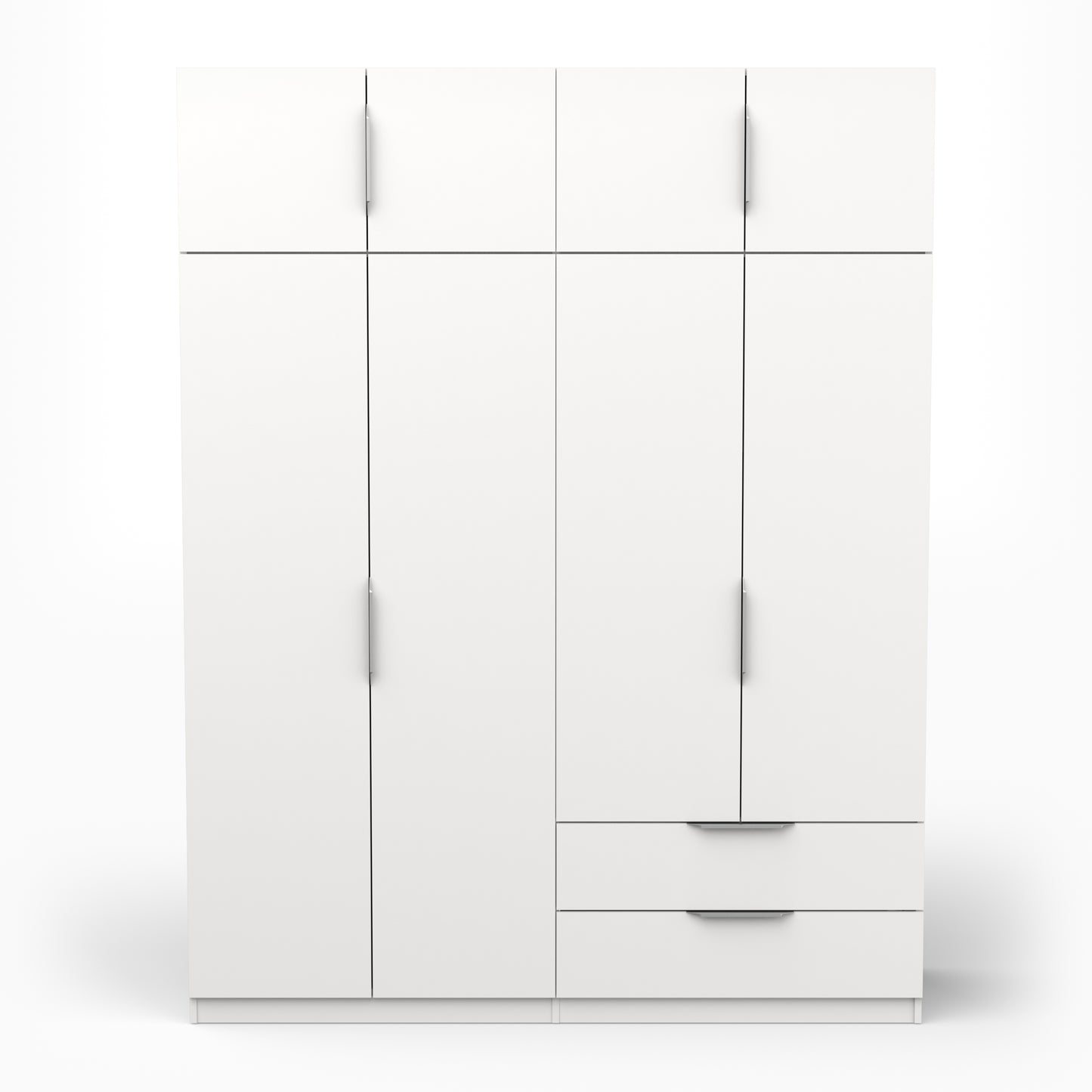 Chicago 8 Door 2 Drawer 160cm Matt White Space Saving Wardrobe - FurniComp