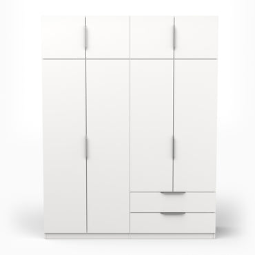 Chicago 8 Door 2 Drawer 160cm Matt White Space Saving Wardrobe - FurniComp