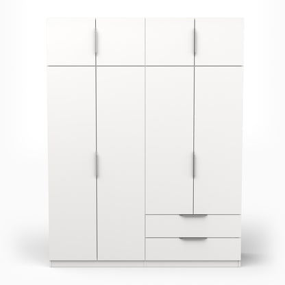 Chicago 8 Door 2 Drawer 160cm Matt White Space Saving Wardrobe - FurniComp