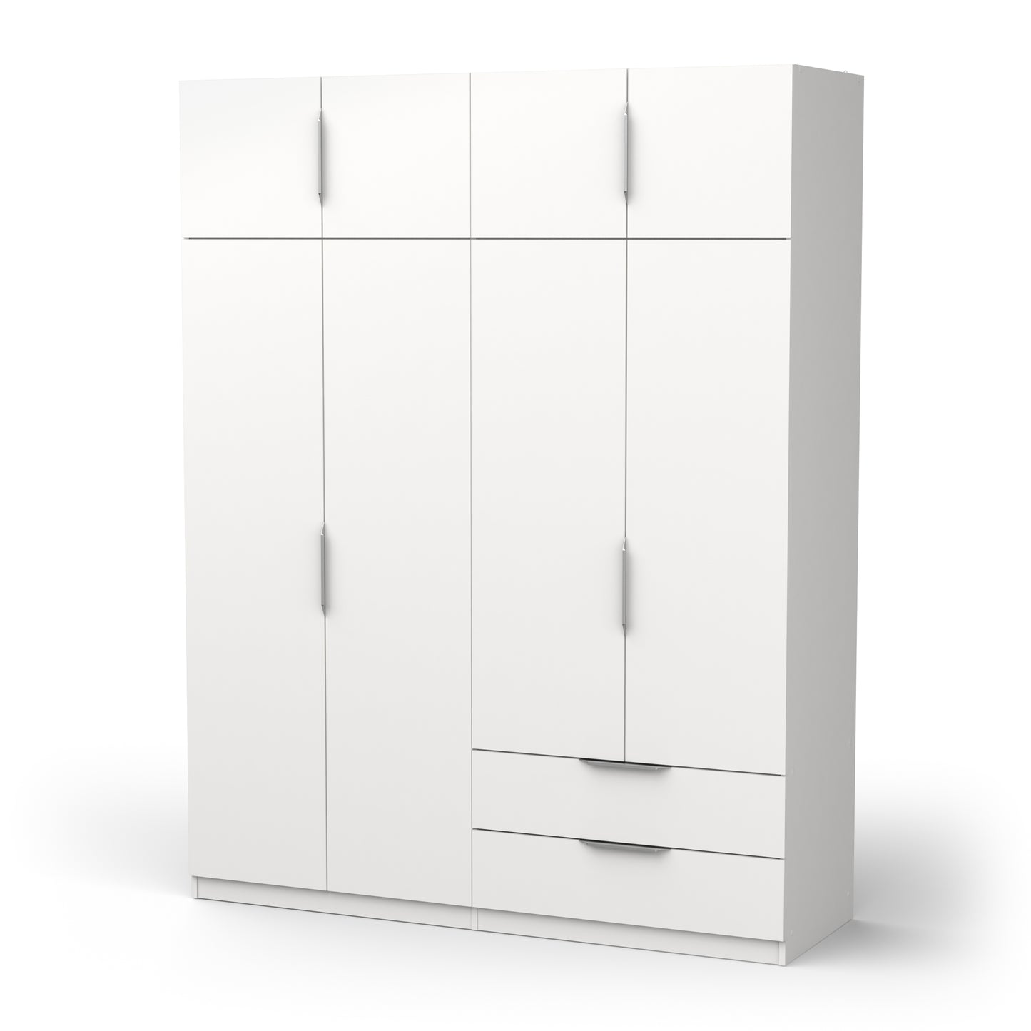 Chicago 8 Door 2 Drawer 160cm Matt White Space Saving Wardrobe - FurniComp