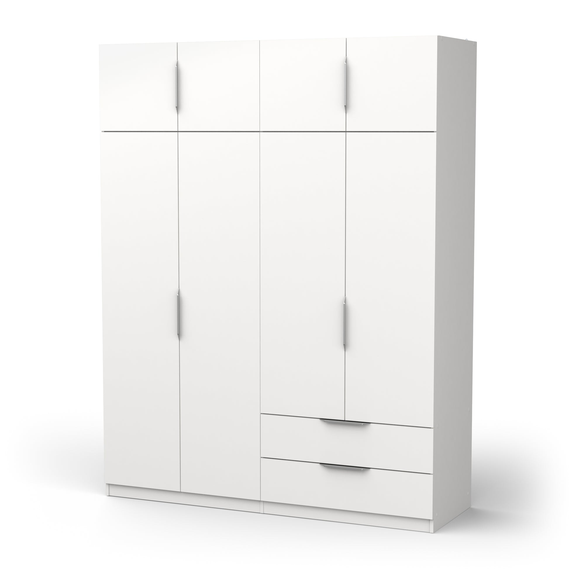 Chicago 8 Door 2 Drawer 160cm Matt White Space Saving Wardrobe - FurniComp