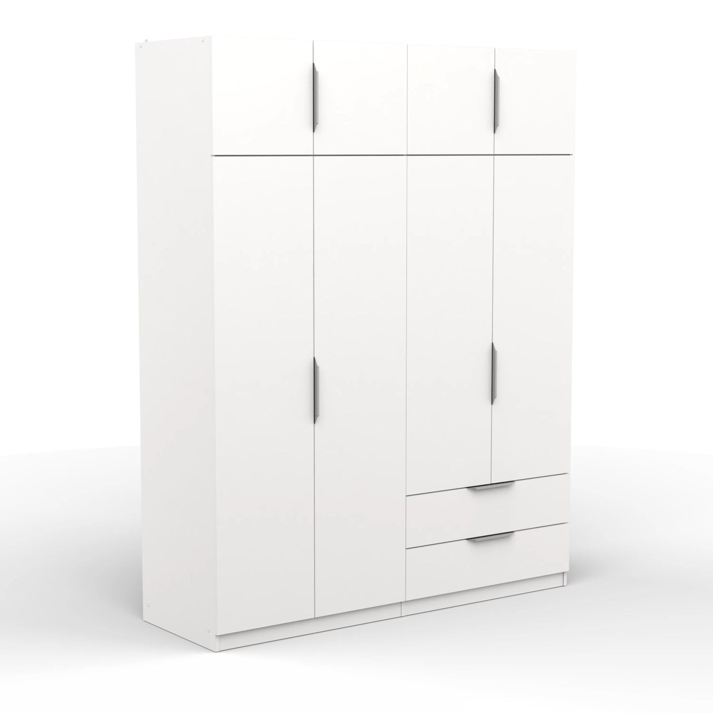 Chicago 8 Door 2 Drawer 160cm Matt White Space Saving Wardrobe - FurniComp