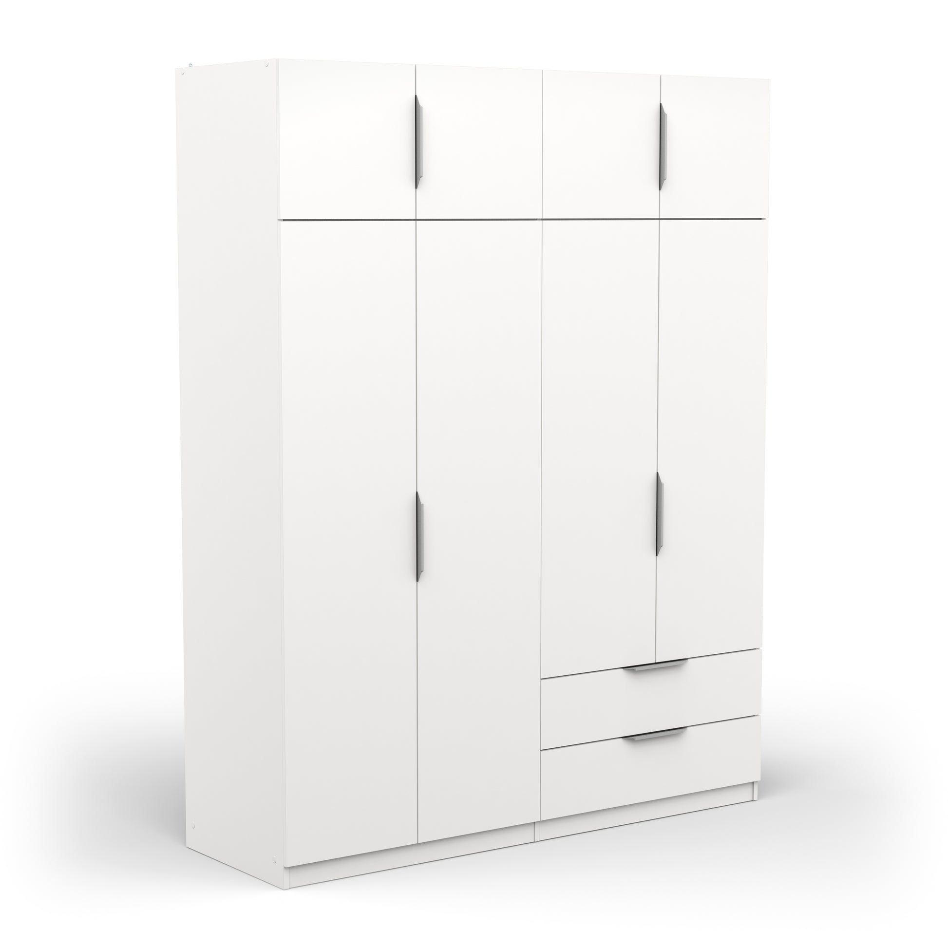 Chicago 8 Door 2 Drawer 160cm Matt White Space Saving Wardrobe - FurniComp