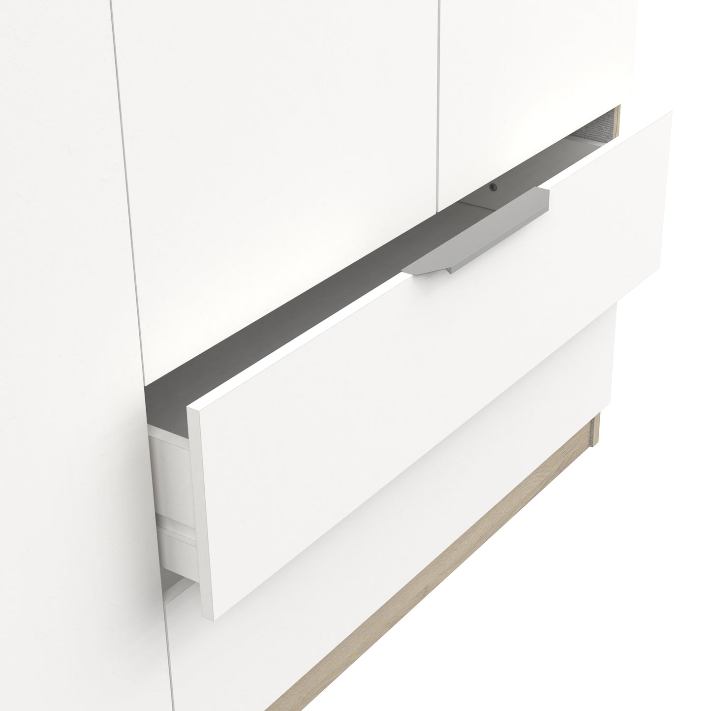 Chicago 8 Door 2 Drawer 160cm Matt White & Oak Effect Space Saving Wardrobe - FurniComp