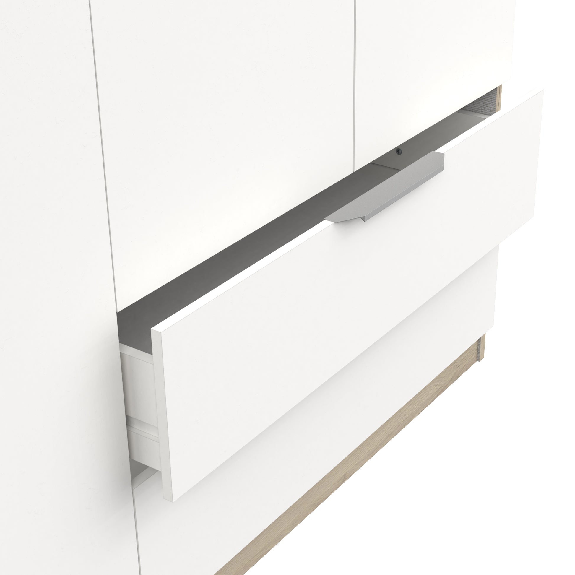 Chicago 8 Door 2 Drawer 160cm Matt White & Oak Effect Space Saving Wardrobe - FurniComp