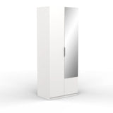 Chicago Matt White 2 Door 80cm Narrow Compact Mirrored Wardrobe - FurniComp