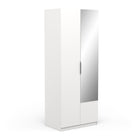 Chicago Matt White 2 Door 80cm Narrow Compact Mirrored Wardrobe - FurniComp