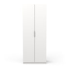 Chicago Matt White 2 Door 80cm Narrow Compact Wardrobe - FurniComp