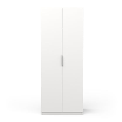 Chicago Matt White 2 Door 80cm Narrow Compact Wardrobe - FurniComp